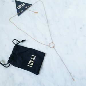 LUV AJ Full Bloom Rose Gold Lariat Necklace